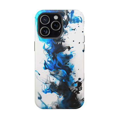 Blue Whisper (iPhone MagSafe Case)Elevate your iPhone's protection and style with RimaGallery's Blue and black ink abstract design on a white MagSafe Case. Enjoy dual-layer defense, vibrant design chRimaGallery