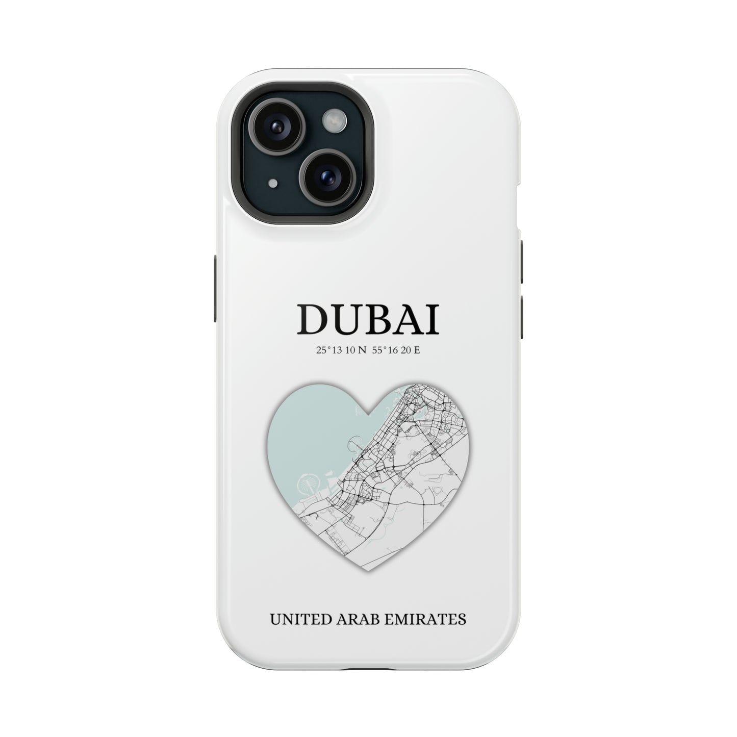 Dubai Heartbeat - White (iPhone MagSafe Case)Celestial Drive Revolutionize your iPhone's look and feel with RIMA Tough Phone Case – ultimate protection meets elegant style for iPhone 11-15. Grab yours now! 🛡️?imaGallery