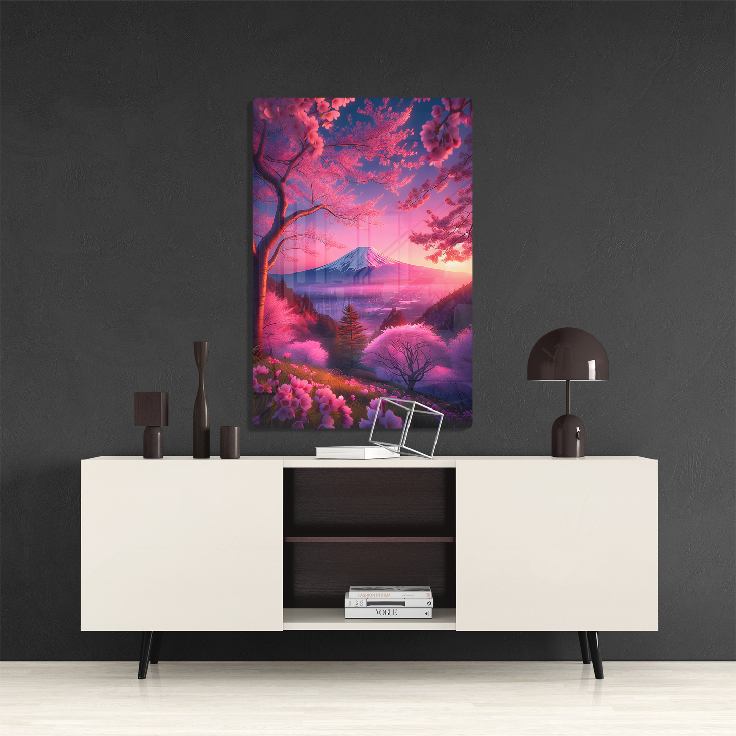 Pink cherry blossoms in full bloom (Acrylic)