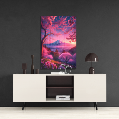 Pink cherry blossoms in full bloom (Acrylic)