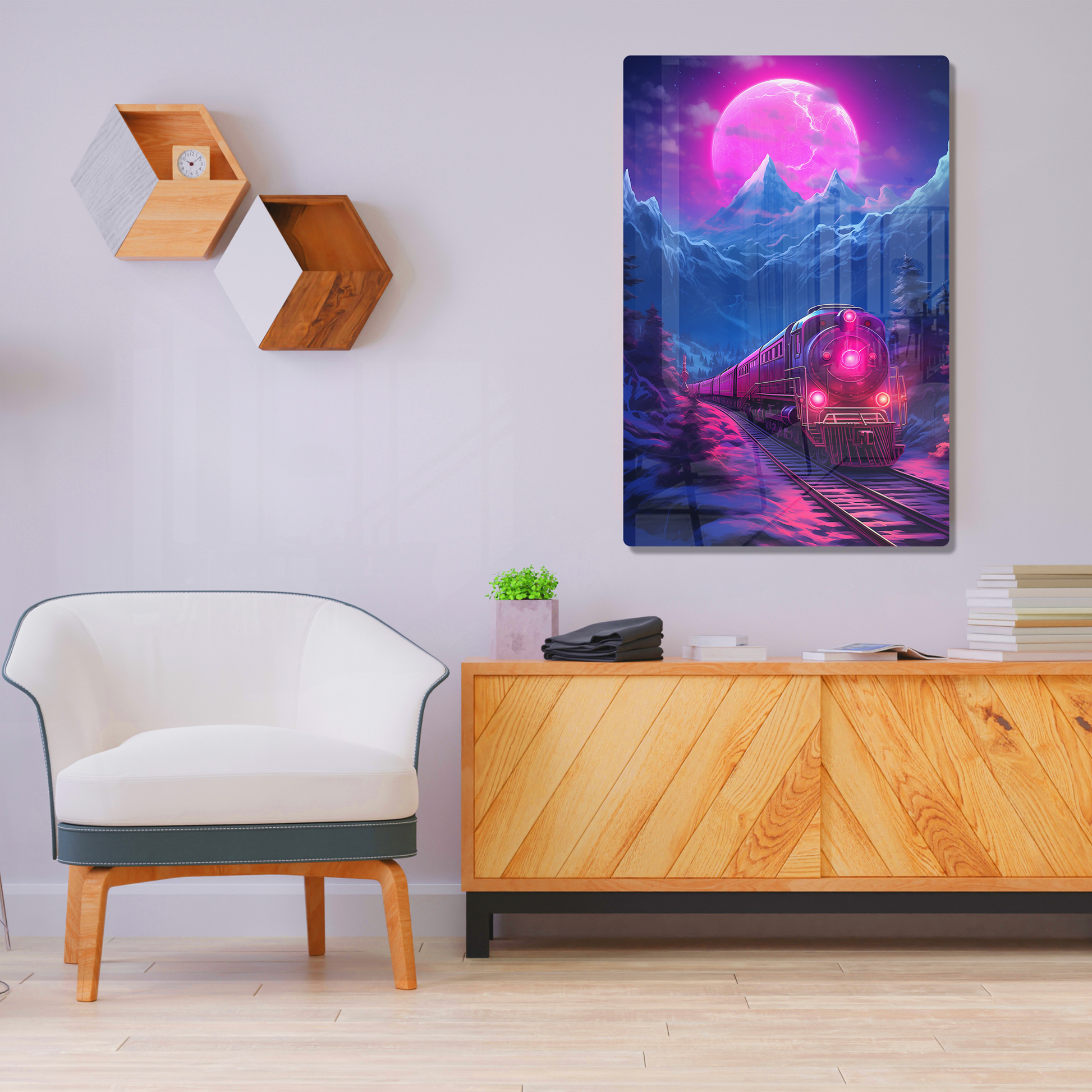 Lunar Express (Acrylic)Make a design statement with Lunar Express acrylic prints from RimaGallery. The sleek 1⁄4" acrylic material creates a glass-like illusion for your wall art. Printed RimaGallery
