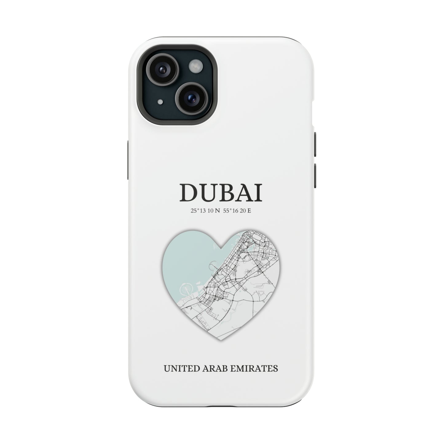 Dubai Heartbeat - White (iPhone MagSafe Case)Celestial Drive Revolutionize your iPhone's look and feel with RIMA Tough Phone Case – ultimate protection meets elegant style for iPhone 11-15. Grab yours now! 🛡️?imaGallery