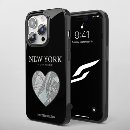 Elevate your iPhone's style with the New York Heartbeat Black MagSafe Case, offering robust protection, MagSafe compatibility, and a choice of matte or glossy finish-York Heartbeat - Black (iPhone MagSafe Case)