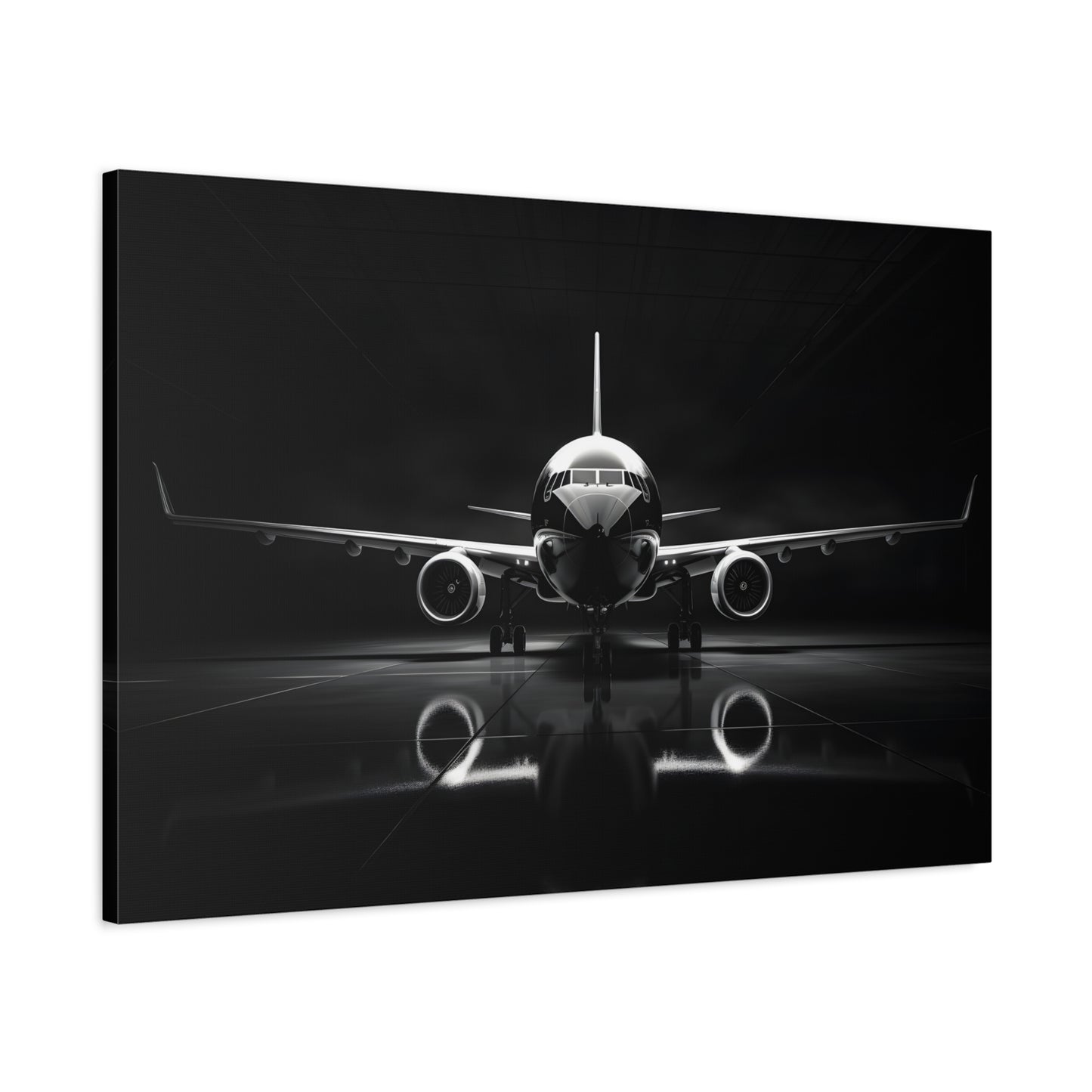 Black and White Airliner (Canvas  Matte finish, stretched, with a depth of 1.25 inches) Elevate your décor with RimaGallery’s responsibly made art canvases. Our eco--White Airliner (Canvas)