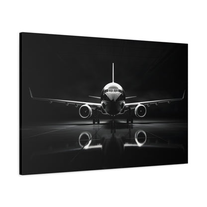 Black and White Airliner (Canvas  Matte finish, stretched, with a depth of 1.25 inches) Elevate your décor with RimaGallery’s responsibly made art canvases. Our eco--White Airliner (Canvas)