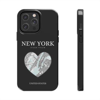 Elevate your iPhone with RimaGallery's New York Heartbeat case. Sleek design meets durability for stylish protection. Free US shipping.-York Heartbeat - Black (iPhone Case 11-15)
