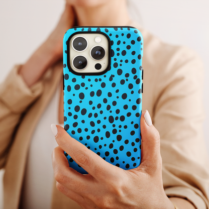 Dotted Delight - Sky Blue (iPhone Case 11-15)Elevate your iPhone's style with a Sky Blue surface with scattered dark dots and a tough case. Sleek, durable protection for models 11-15. Free US shipping.RimaGallery