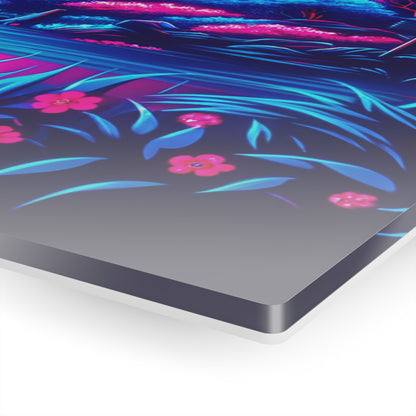 Discover RimaGallery Acrylic Prints for a luxurious touch to your decor. Our exclusive prints, with their vibrant colors and glass-like finish, offer unmatched elega-Neon Blossom Dreams (Acrylic)