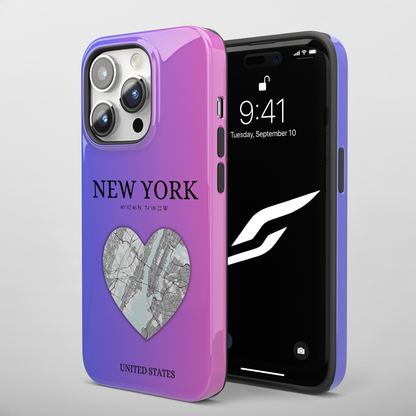 Elevate your iPhone with RimaGallery's New York Heartbeat case. Sleek design meets durability for stylish protection. Free US shipping.-York Heartbeat - Magenta (iPhone Case 11-15)