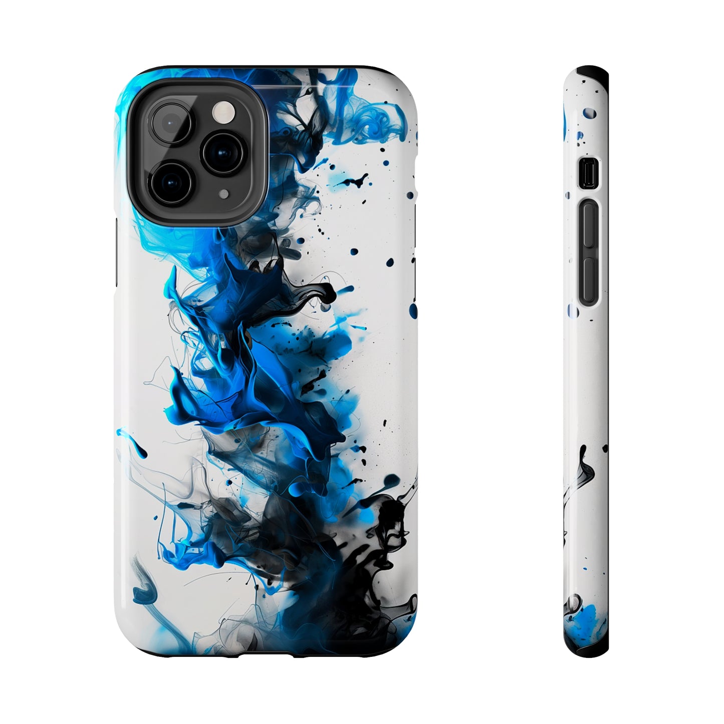 Blue Whisper (iPhone Case 11-15)Elevate your iPhone's style with a Blue and black ink abstract design on a white tough case. Sleek, durable protection for models 11-15. Free US shipping.RimaGallery