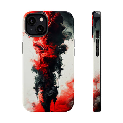 Scarlet Swish (iPhone MagSafe Case)Elevate your iPhone's protection and style with RimaGallery's Dynamic swirls of red on a MagSafe Case against a dark backdrop. Enjoy dual-layer defense, vibrant desiRimaGallery