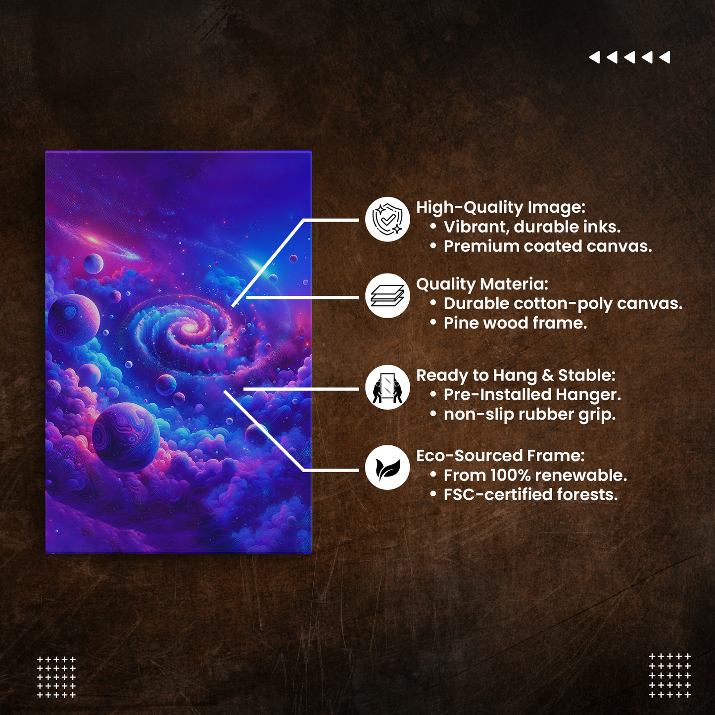 Purple Galaxy Nebula (Canvas)Purple Galaxy Nebula (Canvas  Matte finish, stretched, with a depth of 1.25 inches)
Struggling with low-quality canvases? Switch to RimaGallery! Our canvases are morRimaGallery