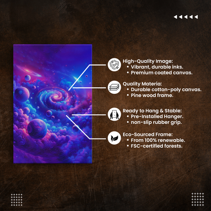 Purple Galaxy Nebula (Canvas)Purple Galaxy Nebula (Canvas  Matte finish, stretched, with a depth of 1.25 inches)
Struggling with low-quality canvases? Switch to RimaGallery! Our canvases are morRimaGallery