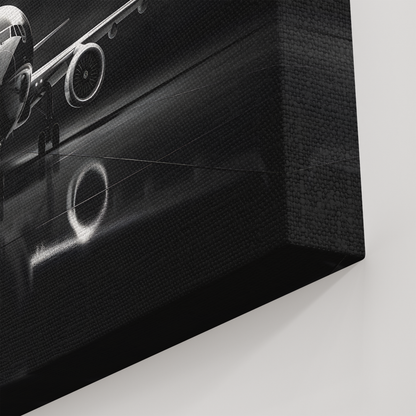 Black and White Airliner (Canvas  Matte finish, stretched, with a depth of 1.25 inches) Elevate your décor with RimaGallery’s responsibly made art canvases. Our eco--White Airliner (Canvas)