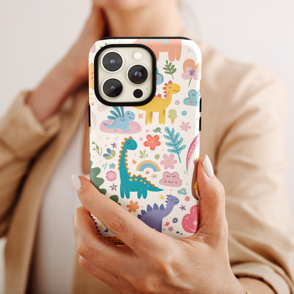 Playful dinosaurs (iPhone Case 11-15)Elevate your iPhone's style with a phone case with dinosaur illustrations and a tough case. Sleek, durable protection for models 11-15. Free US shipping.RimaGallery