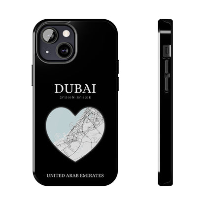 Dubai Heartbeat - Black (iPhone Case 11-15)Elevate your iPhone with RimaGallery's Dubai York Heartbeat case. Sleek design meets durability for stylish protection. Free US shipping.RimaGallery