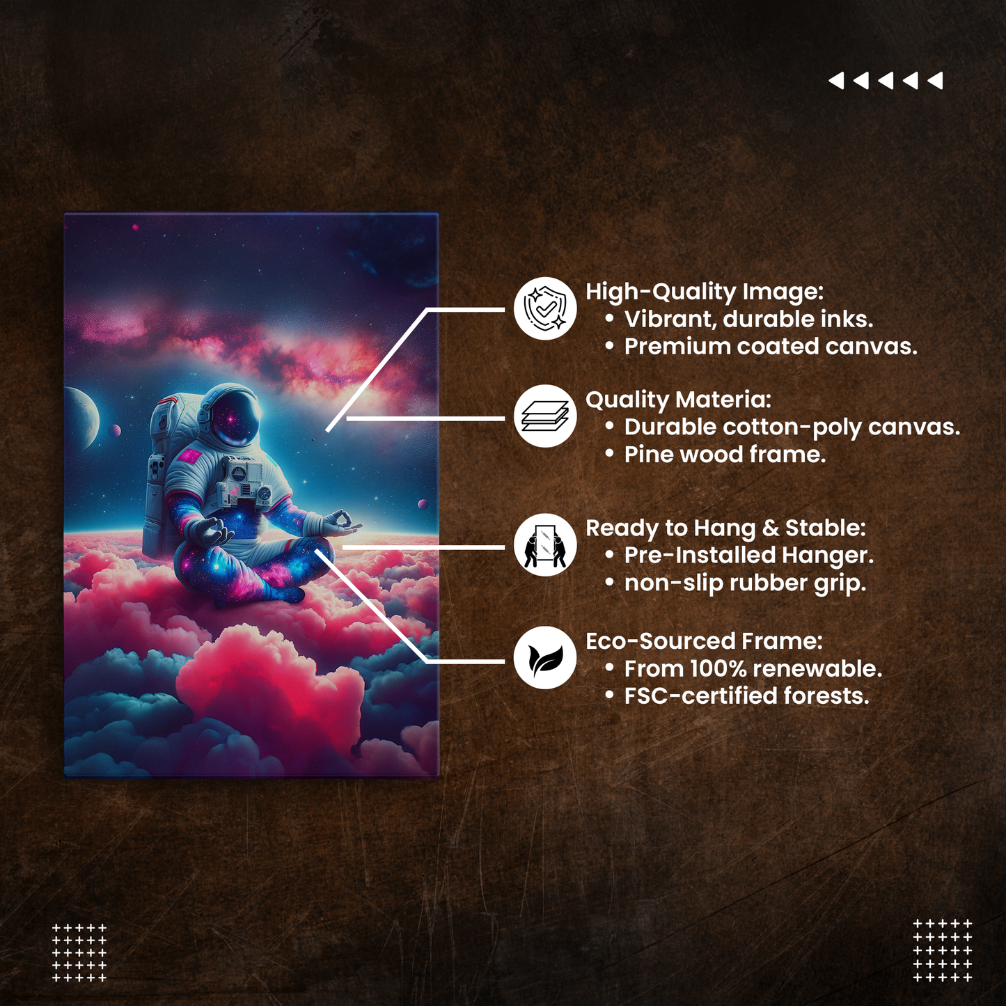 Stardust Meditation (Canvas)Stardust Meditation (Canvas  Matte finish, stretched, with a depth of 1.25 inches)Make an art statement with RimaGallery's ethically produced canvases. Sustainably sRimaGallery