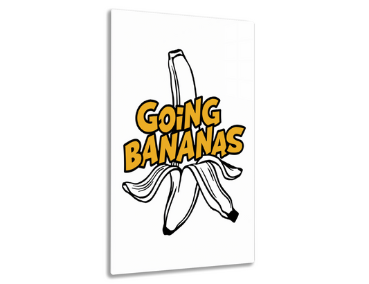 Going Bananas image with a peeled banana and text in a comic style
