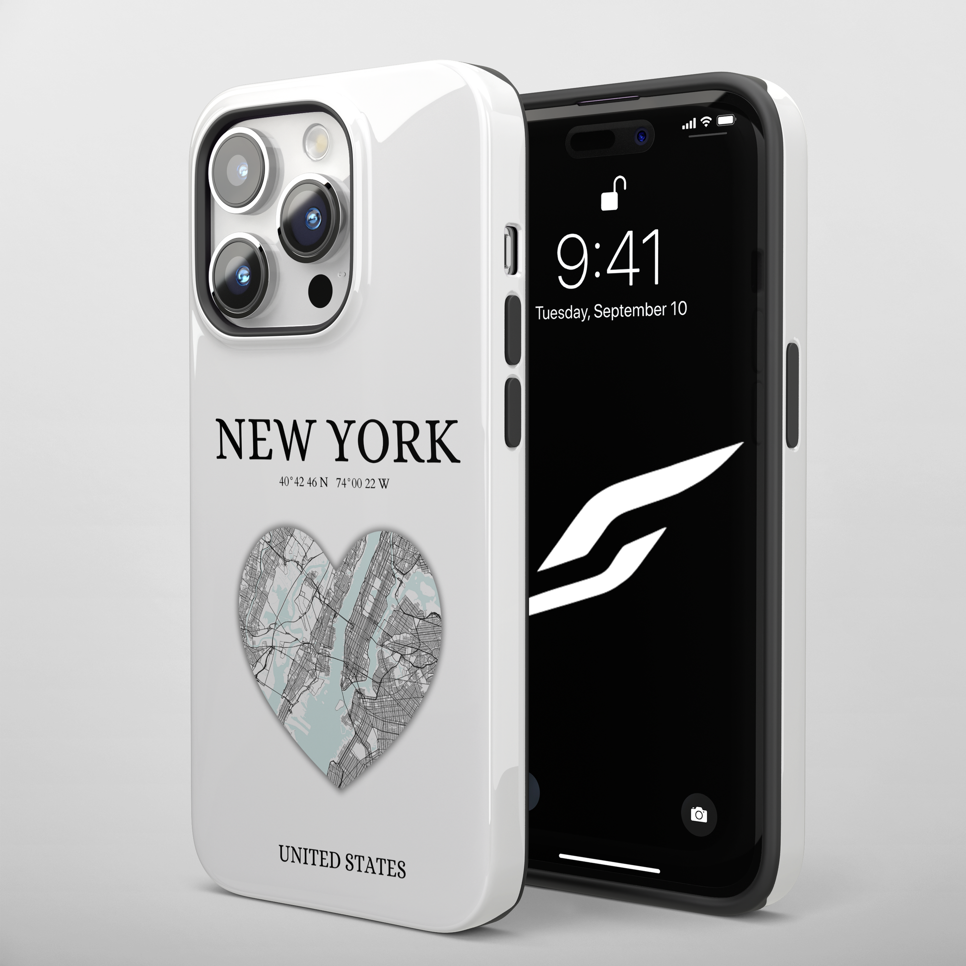 Elevate your iPhone with RimaGallery's New York Heartbeat case. Sleek design meets durability for stylish protection. Free US shipping.-York Heartbeat - White (iPhone Case 11-15)