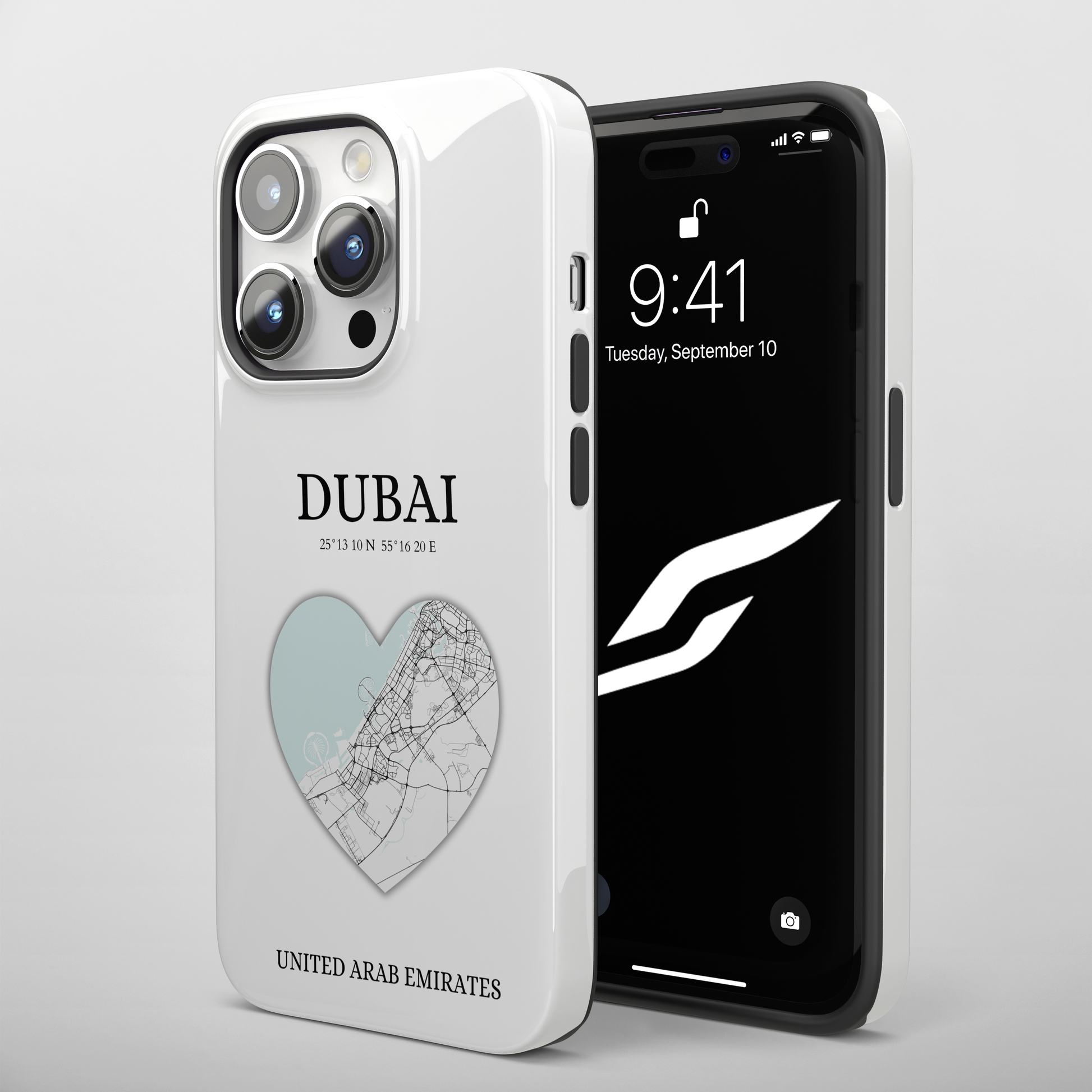 Dubai Heartbeat - White (iPhone MagSafe Case)Celestial Drive Revolutionize your iPhone's look and feel with RIMA Tough Phone Case – ultimate protection meets elegant style for iPhone 11-15. Grab yours now! 🛡️?imaGallery