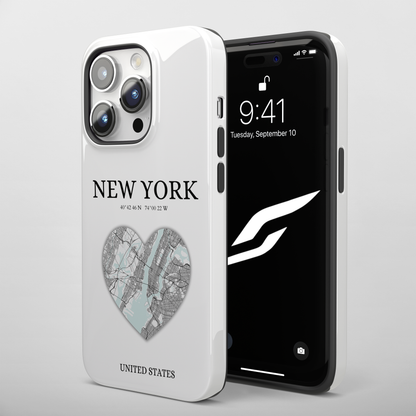 Elevate your iPhone's style with the Dubai Heartbeat White MagSafe Case, offering robust protection, MagSafe compatibility, and a choice of matte or glossy finish. P-York Heartbeat - White (iPhone MagSafe Case)