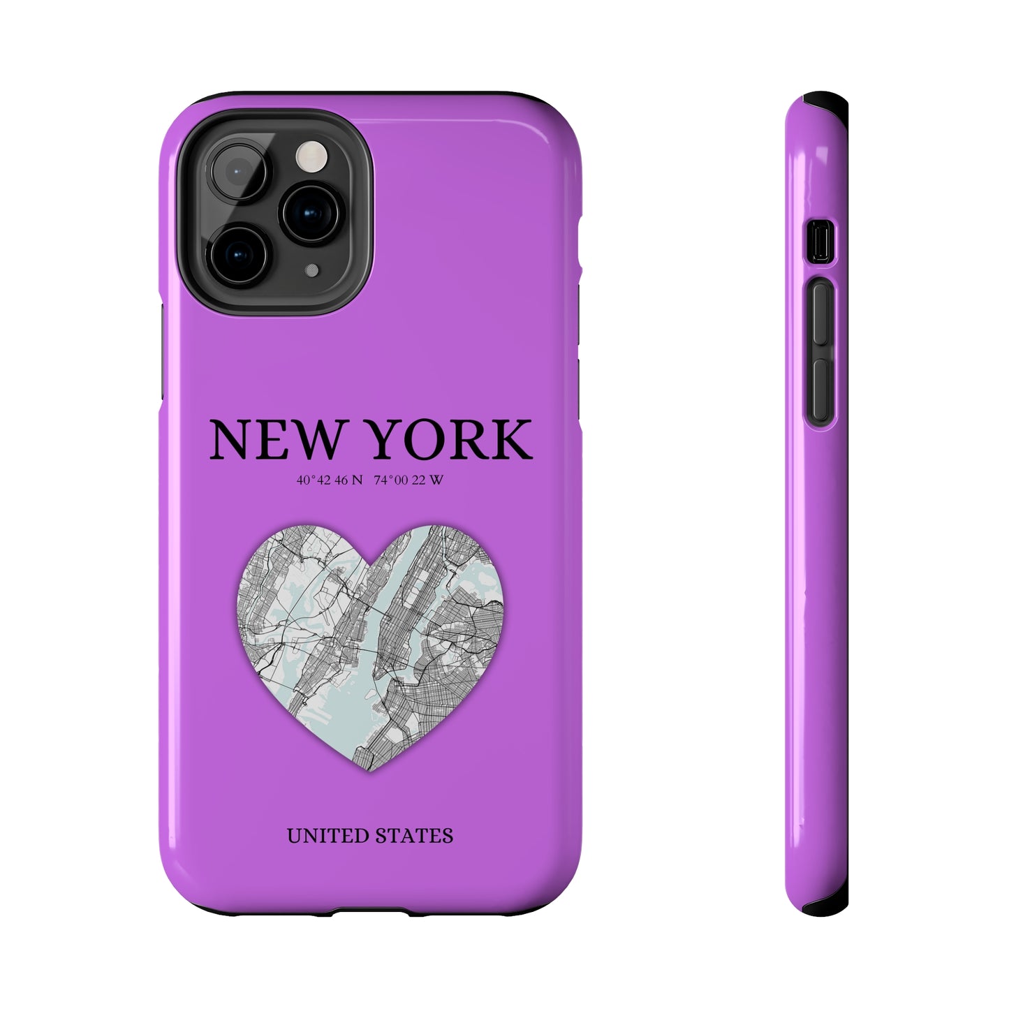 Secure your iPhone 11-15 with RIMA's durable case: Polycarbonate shell, rubber lining for shock absorption, and supports wireless charging-York Heartbeat - Purple (iPhone Case 11-15)