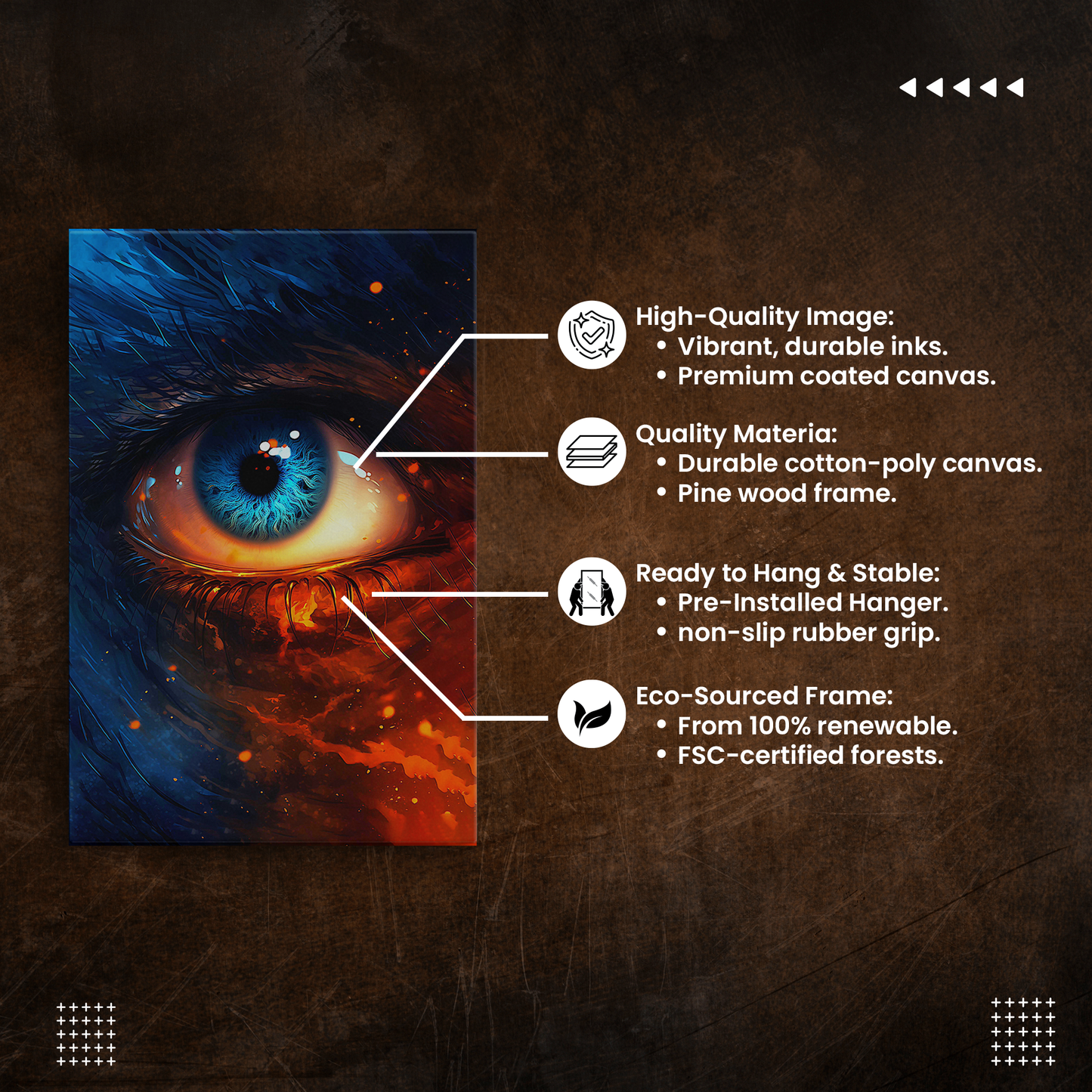 Stellar Eye (Canvas)Stellar Eye (Canvas  Matte finish, stretched, with a depth of 1.25 inches) Elevate your décor with RimaGallery’s responsibly made art canvases. Our eco-friendly mateRimaGallery