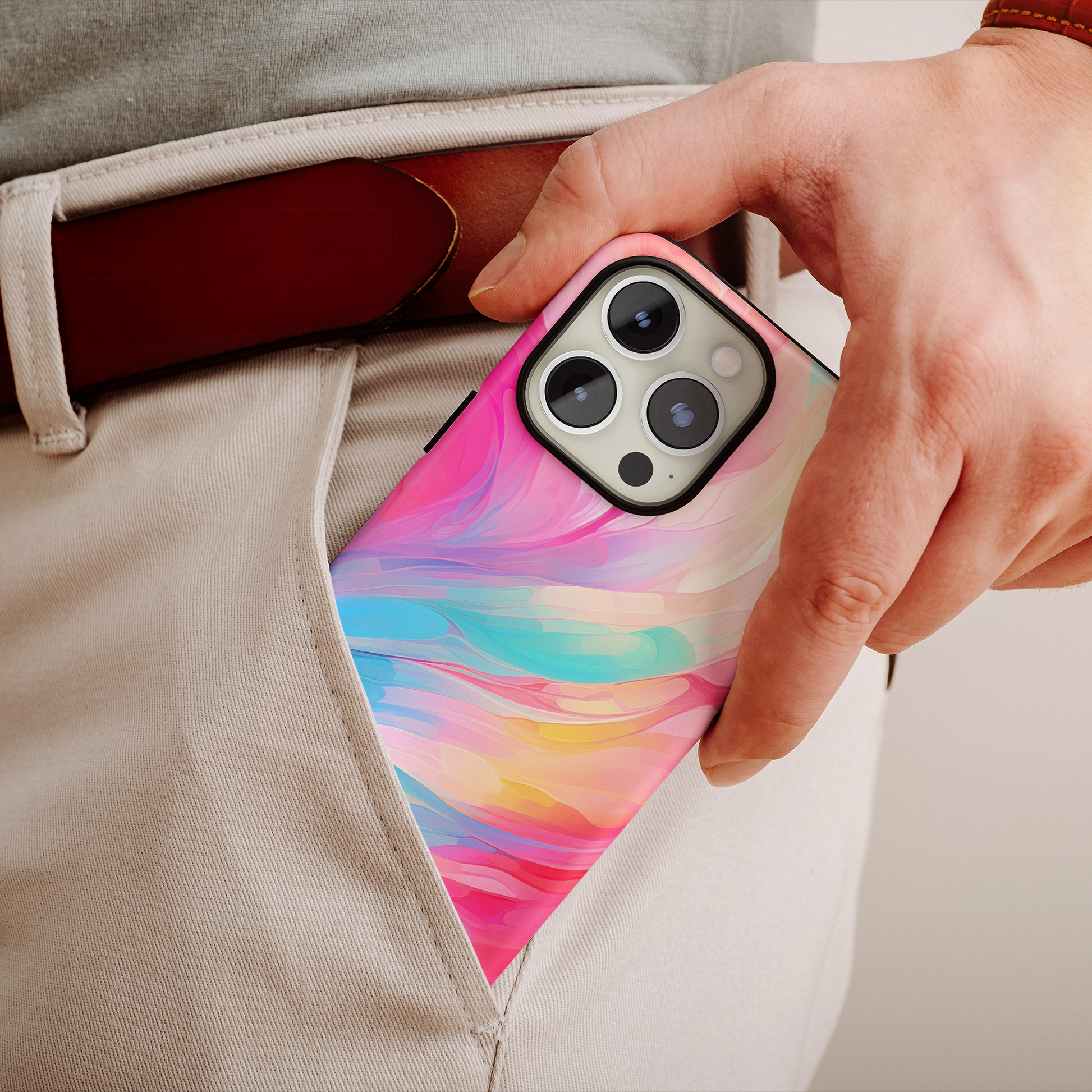 Swirling Color Symphony (iPhone Case 11-15)Unrivaled Protection &amp; Elegance for iPhone Enthusiasts: "Elevate your iPhone 11 to 15's style &amp; safety with the RIMA Tough Phone Case. Featuring robust doublRimaGallery