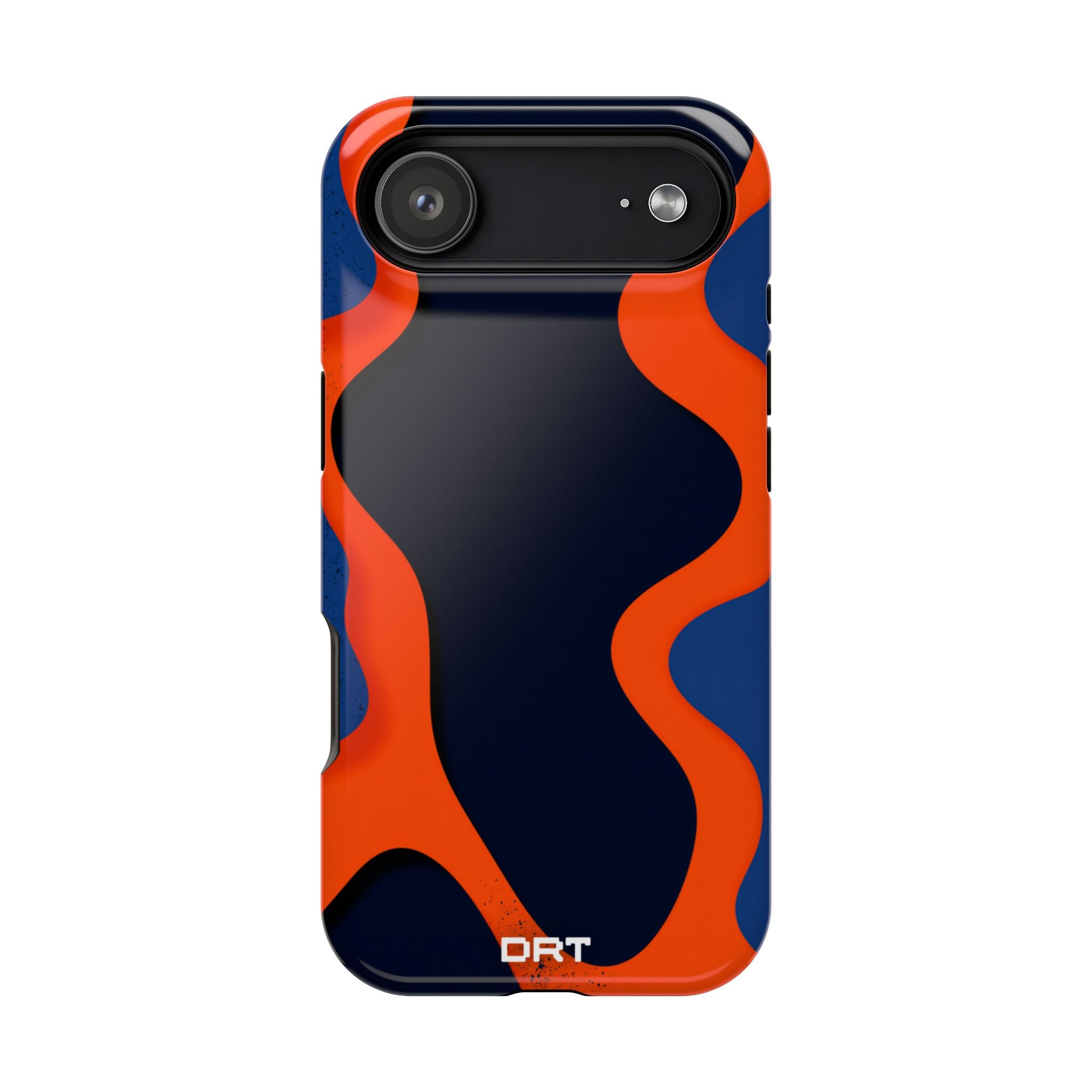 Magnetic Impact-Resistant Phone Case — Abstract Navy & Orange Wave Design