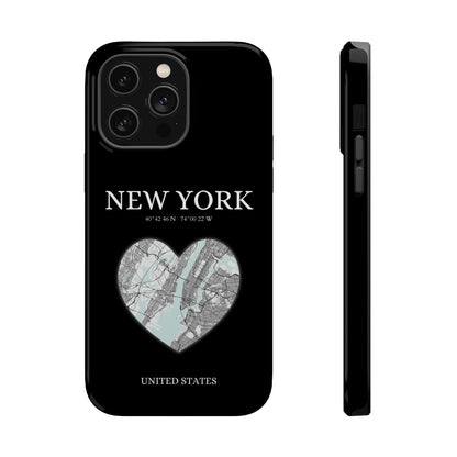 Elevate your iPhone's style with the New York Heartbeat Black MagSafe Case, offering robust protection, MagSafe compatibility, and a choice of matte or glossy finish-York Heartbeat - Black (iPhone MagSafe Case)