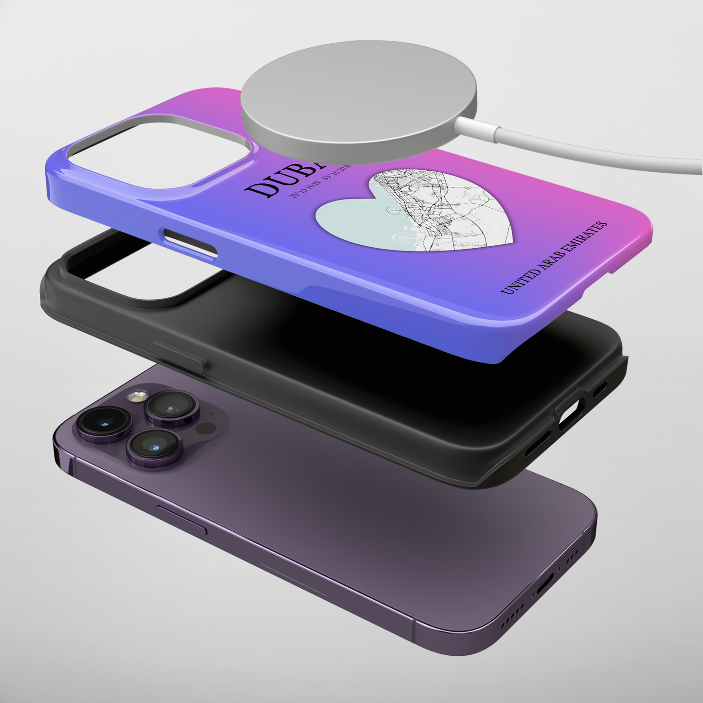 Dubai Heartbeat - Magenta (iPhone MagSafe Case)Elevate your iPhone's style with the Dubai Heartbeat White MagSafe Case, offering robust protection, MagSafe compatibility, and a choice of matte or glossy finish. PRimaGallery