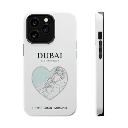 Dubai Heartbeat - White (iPhone MagSafe Case)Celestial Drive Revolutionize your iPhone's look and feel with RIMA Tough Phone Case – ultimate protection meets elegant style for iPhone 11-15. Grab yours now! 🛡️?imaGallery