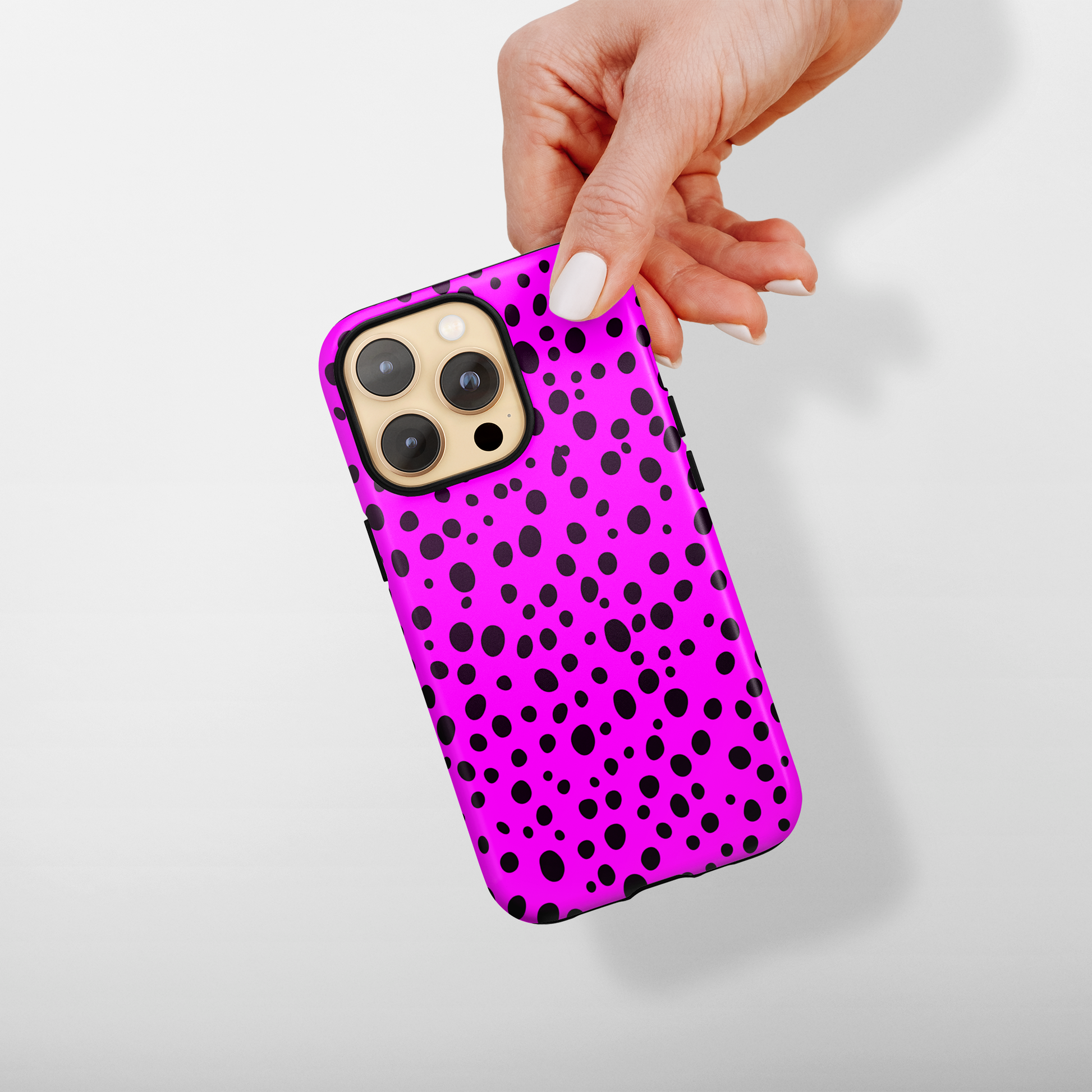 Dotted Delight - Purple (iPhone Case 11-15)Elevate your iPhone's style with a Purple surface with scattered dark dots and a tough case. Sleek, durable protection for models 11-15. Free US shipping.RimaGallery
