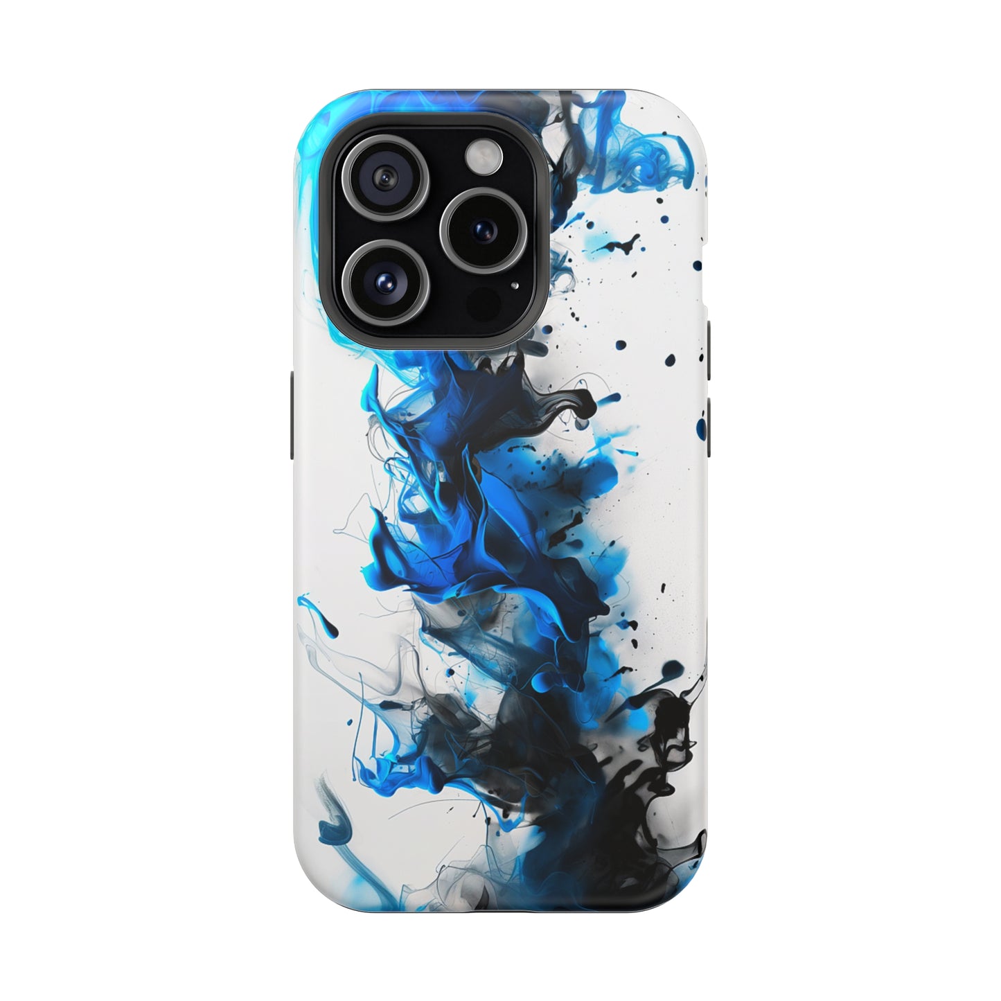 Blue Whisper (iPhone MagSafe Case)Elevate your iPhone's protection and style with RimaGallery's Blue and black ink abstract design on a white MagSafe Case. Enjoy dual-layer defense, vibrant design chRimaGallery