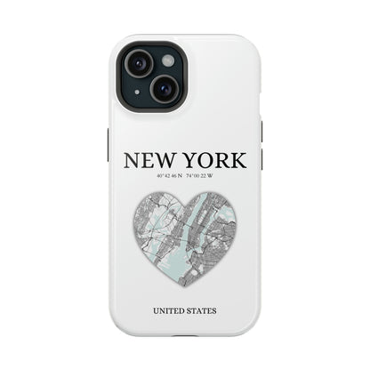 Elevate your iPhone's style with the Dubai Heartbeat White MagSafe Case, offering robust protection, MagSafe compatibility, and a choice of matte or glossy finish. P-York Heartbeat - White (iPhone MagSafe Case)