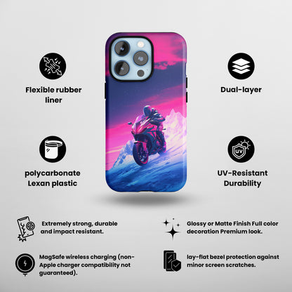 Twilight Rider (iPhone MagSafe Case)Twilight Rider MagSafe Durable Case: Style Meets Protection 📱✨
Upgrade your device with Rima Gallery's Twilight Rider MagSafe Durable Case. This case isn’t just aboRimaGallery