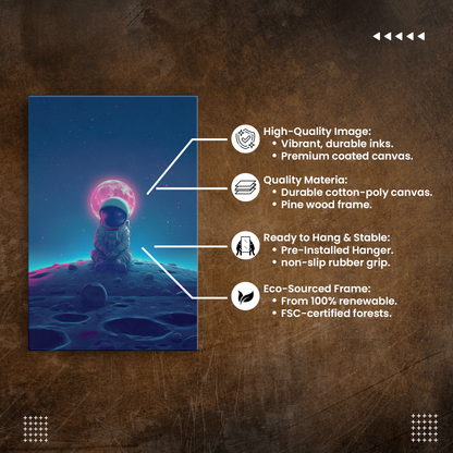 Cosmic Contemplation (Canvas)Astronaut in deep thought on the lunar surface under a glowing moon on canvas print. Shop now for innovative products designed to enhance your digital lifestyle. FasRimaGallery