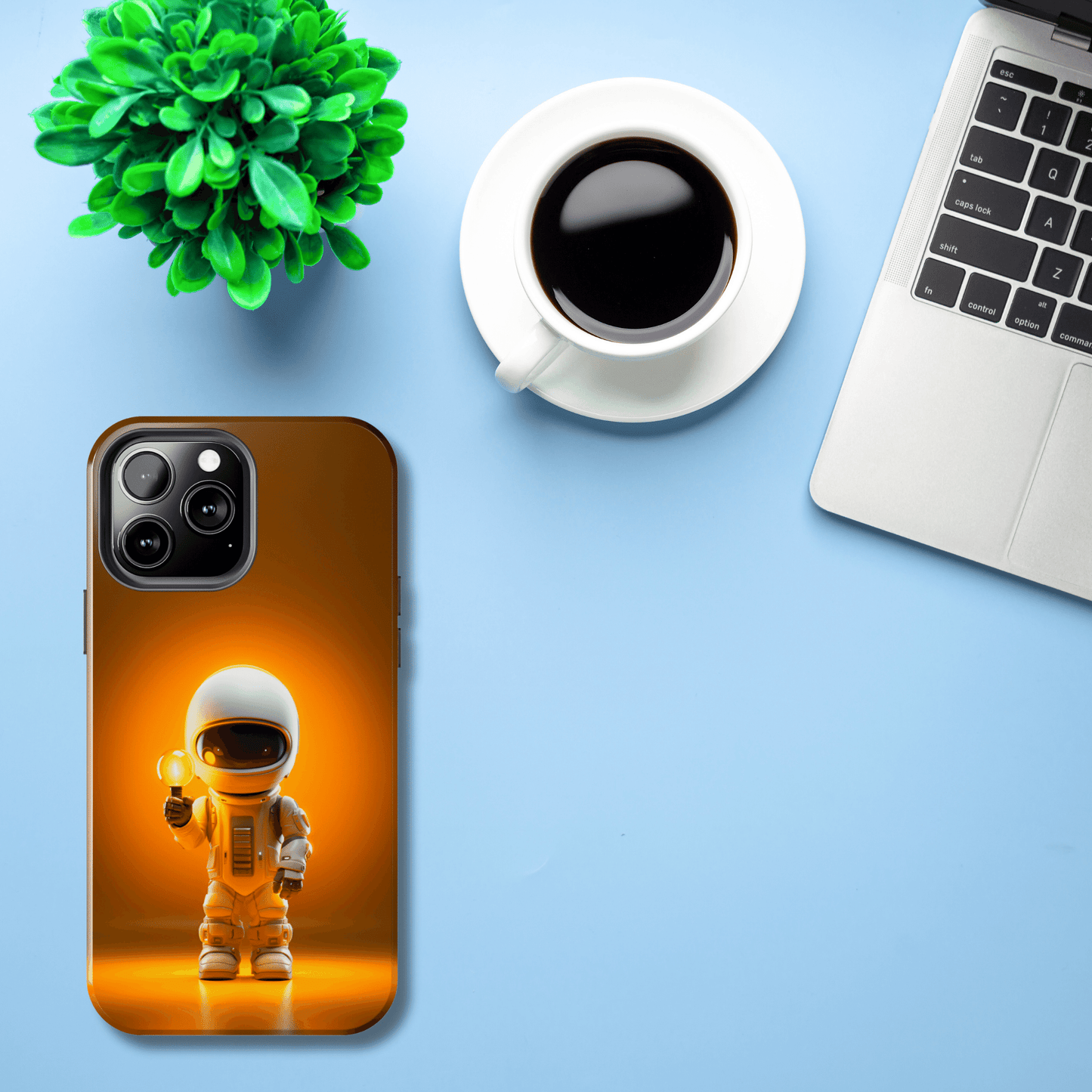 Yellow Tiny Astronaut (iPhone Case 11-15)RIMA Tough Phone Case for iPhone 11-15: Where Style Meets Durability. Featuring a sleek design with MagSafe compatibility, this case offers unmatched protection and RimaGallery