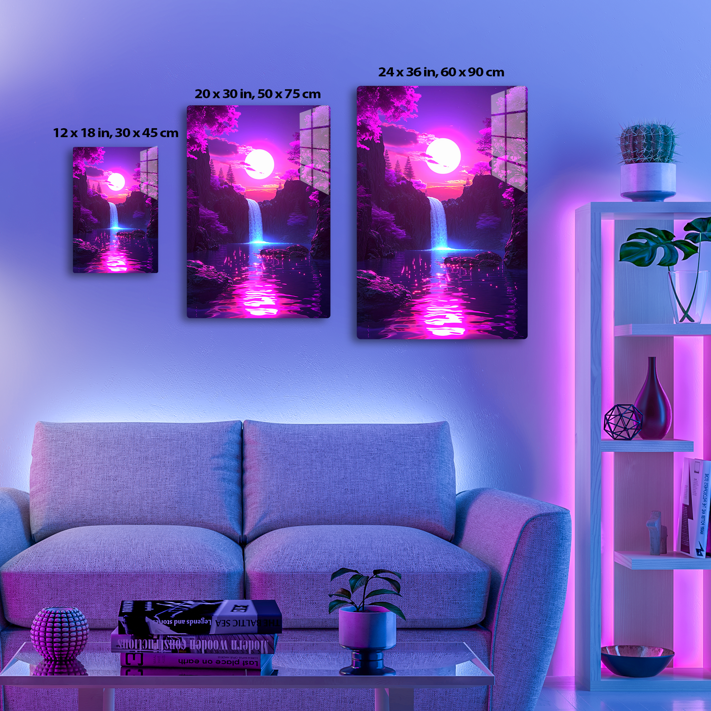 Moonlit Cascade (Acrylic)Make a statement with Moonlit Cascade acrylic prints. The 1⁄4" acrylic panel exudes the illusion of a smooth glass surface for vibrant artwork. Pre-installed hangingRimaGallery