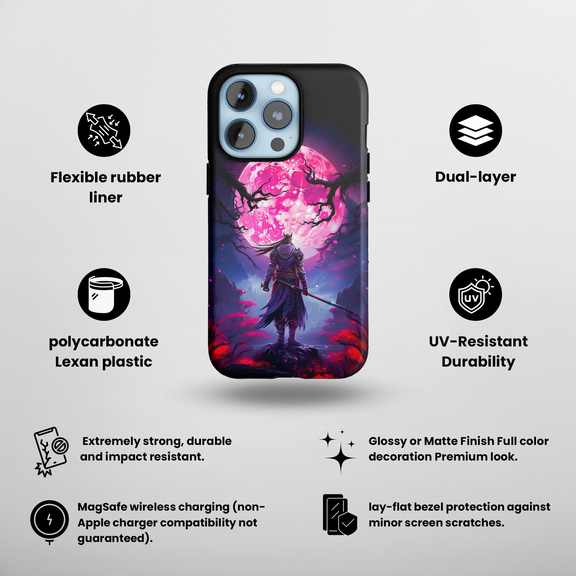 Crimson Moon Warrior (iPhone MagSafe Case)Crimson Moon Warrior MagSafe Durable Case: Style Meets Protection 📱✨
Upgrade your device with Rima Crimson Moon Warrior MagSafe Durable Case. This case isn’t just aRimaGallery