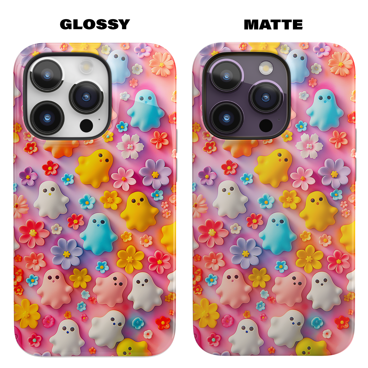 Ghoulish Garden (iPhone MagSafe Case)Elevate your iPhone's protection and style with RimaGallery's Playful ghost characters amidst a floral backdrop on a bright MagSafe Case against a dark backdrop. EnjRimaGallery