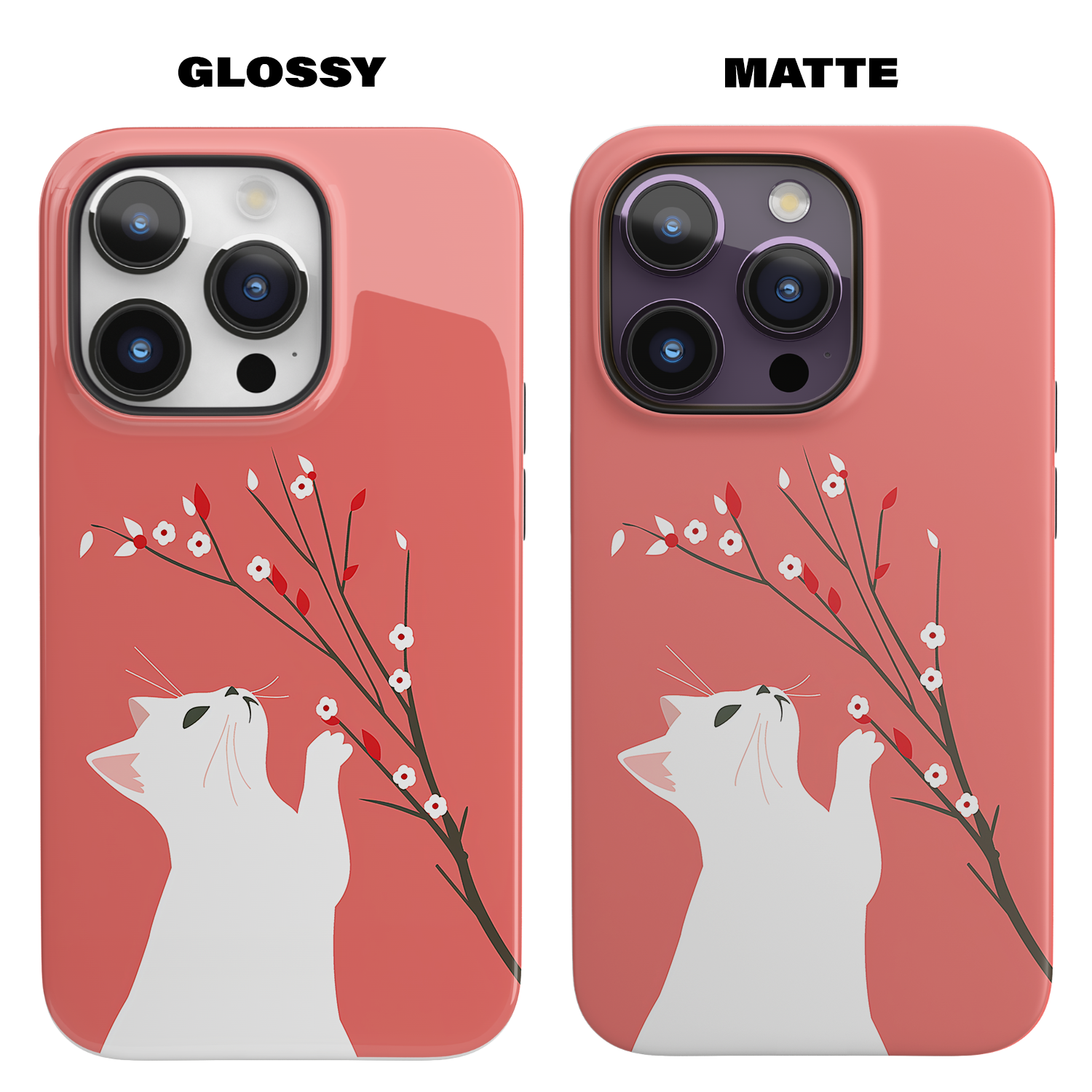 Floral Feline (iPhone MagSafe Case)Elevate your iPhone's protection and style with RimaGallery's Playful cat interacting with delicate flowers on a coral on iphone MagSafe Case against a dark backdropRimaGallery