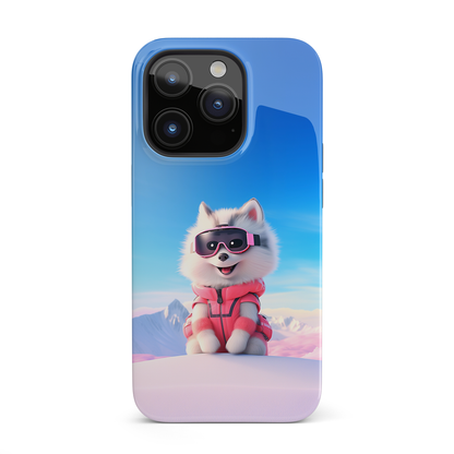 Pink Pup Skier (iPhone Case 11-15)RIMA Tough Phone Case for iPhone 11-15: Where Style Meets Durability. Featuring a sleek design with MagSafe compatibility, this case offers unmatched protection and RimaGallery