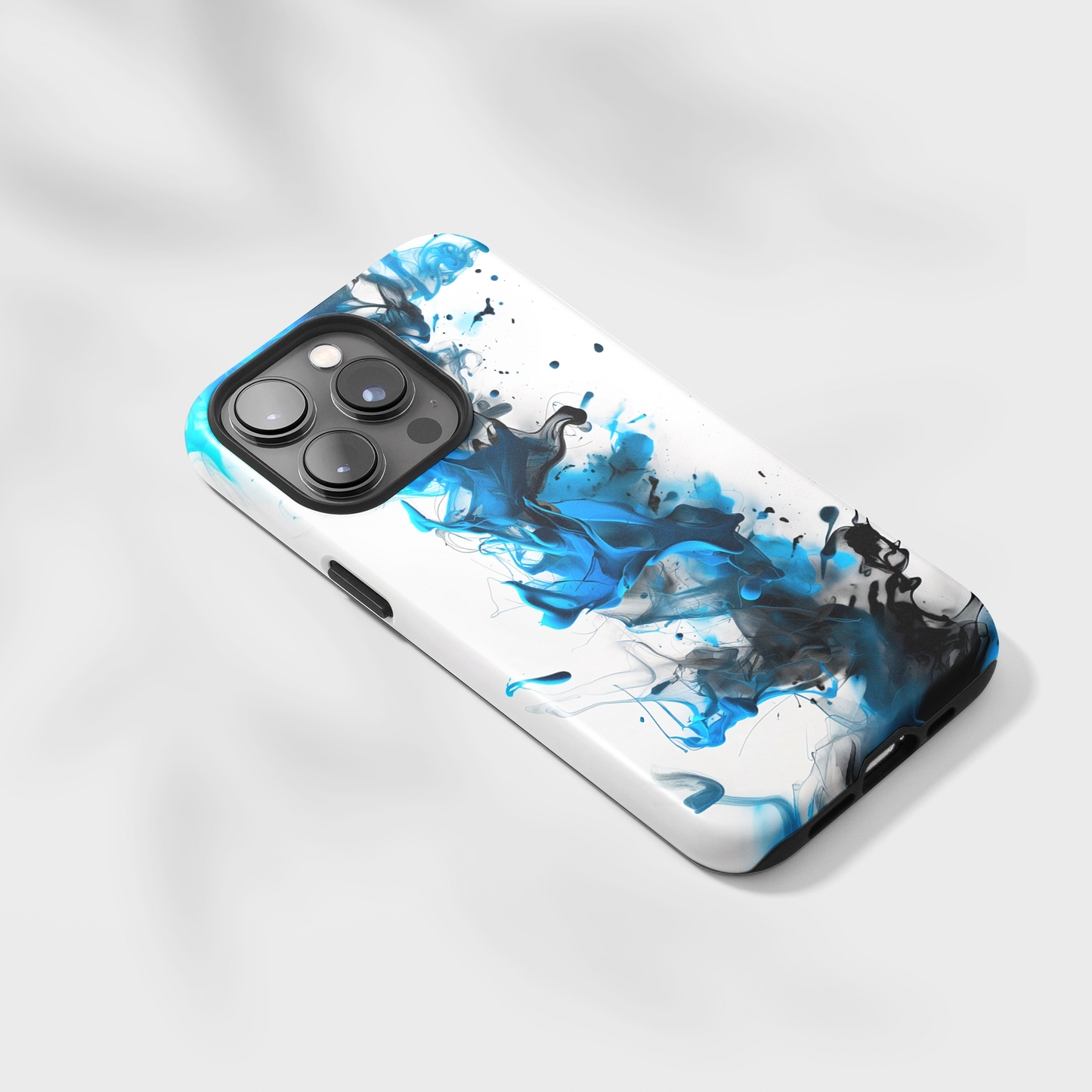 Blue Whisper (iPhone MagSafe Case)Elevate your iPhone's protection and style with RimaGallery's Blue and black ink abstract design on a white MagSafe Case. Enjoy dual-layer defense, vibrant design chRimaGallery