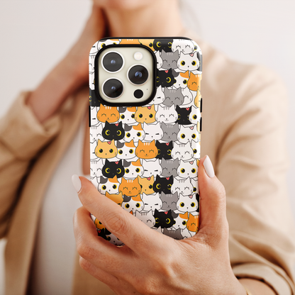 Kitten Kaleidoscope (iPhone MagSafe Case)Elevate your iPhone's style with Cute pattern of varied cartoon cats MagSafe Case, offering robust protection, MagSafe compatibility, and a choice of matte or glossyRimaGallery