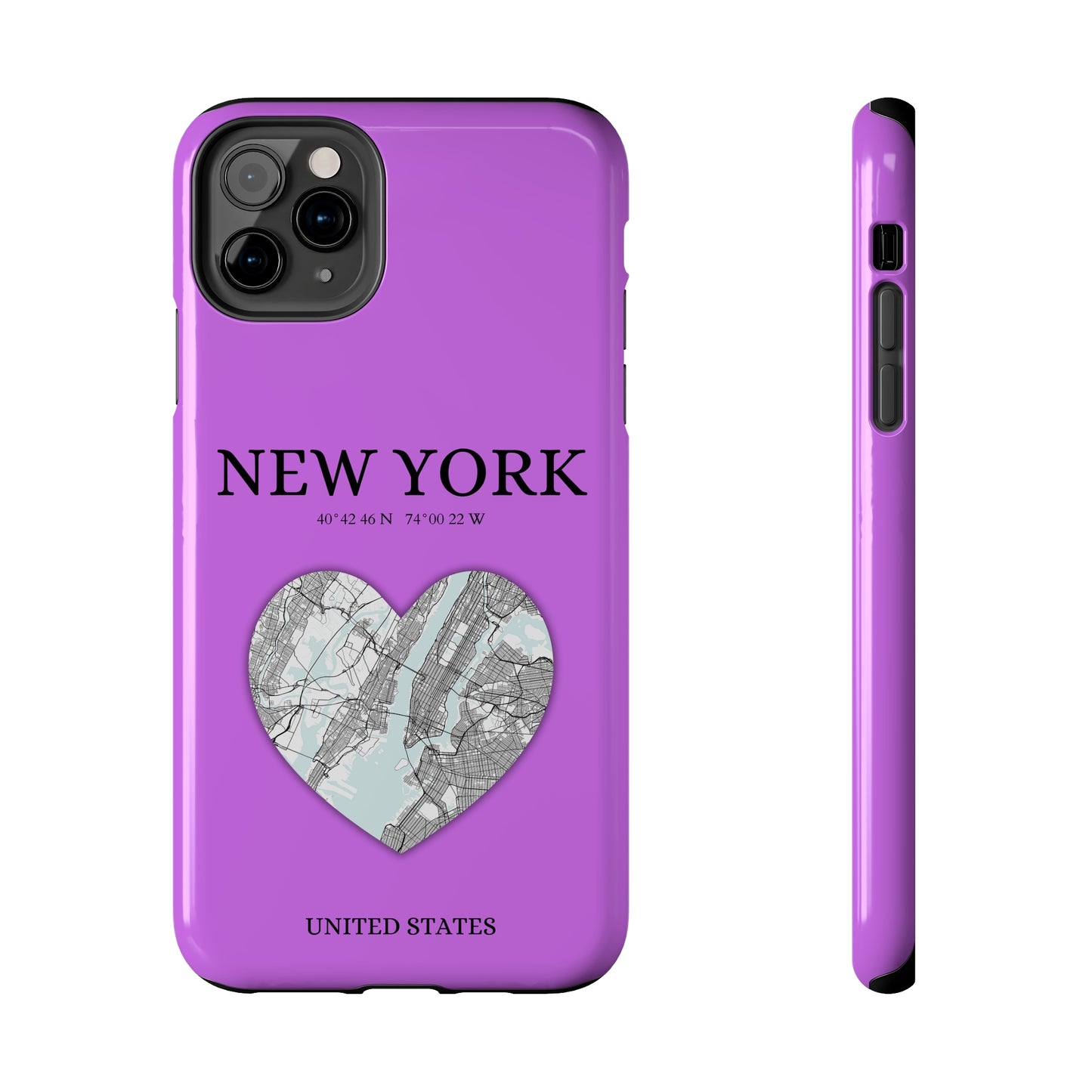 Secure your iPhone 11-15 with RIMA's durable case: Polycarbonate shell, rubber lining for shock absorption, and supports wireless charging-York Heartbeat - Purple (iPhone Case 11-15)