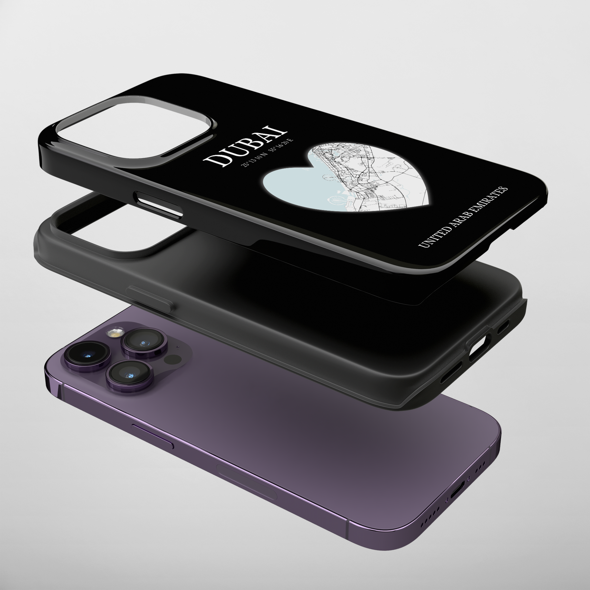 Dubai Heartbeat - Black (iPhone Case 11-15)Elevate your iPhone with RimaGallery's Dubai York Heartbeat case. Sleek design meets durability for stylish protection. Free US shipping.RimaGallery