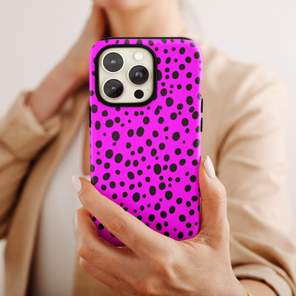 Dotted Delight - Purple (iPhone Case 11-15)Elevate your iPhone's style with a Purple surface with scattered dark dots and a tough case. Sleek, durable protection for models 11-15. Free US shipping.RimaGallery