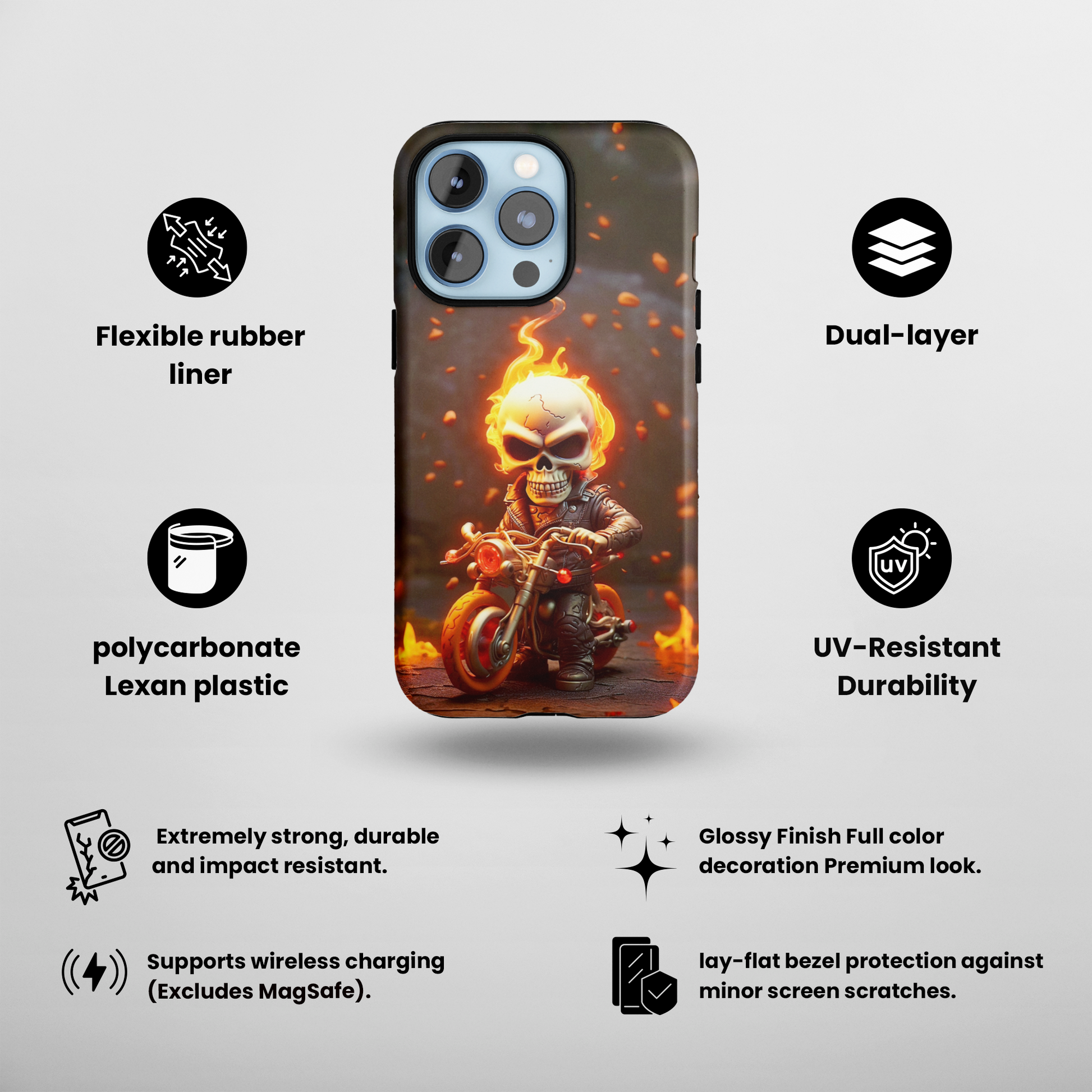 Tiny Skull Biker (iPhone Case 11-15)Zebra Print Teddy Bear Phone Case for iPhone 11-15: Combining Glossy Elegance with Shockproof Functionality
Dive into the Exotic World of Zebra Patterns:
Get mesmeriRimaGallery