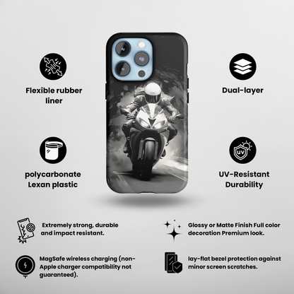 Female Night Biking (iPhone MagSafe Case)Female Night Biking MagSafe Durable Case: Style Meets Protection 📱✨
Upgrade your device with Rima Gallery's Female Night Biking MagSafe Durable Case. This case isn’RimaGallery